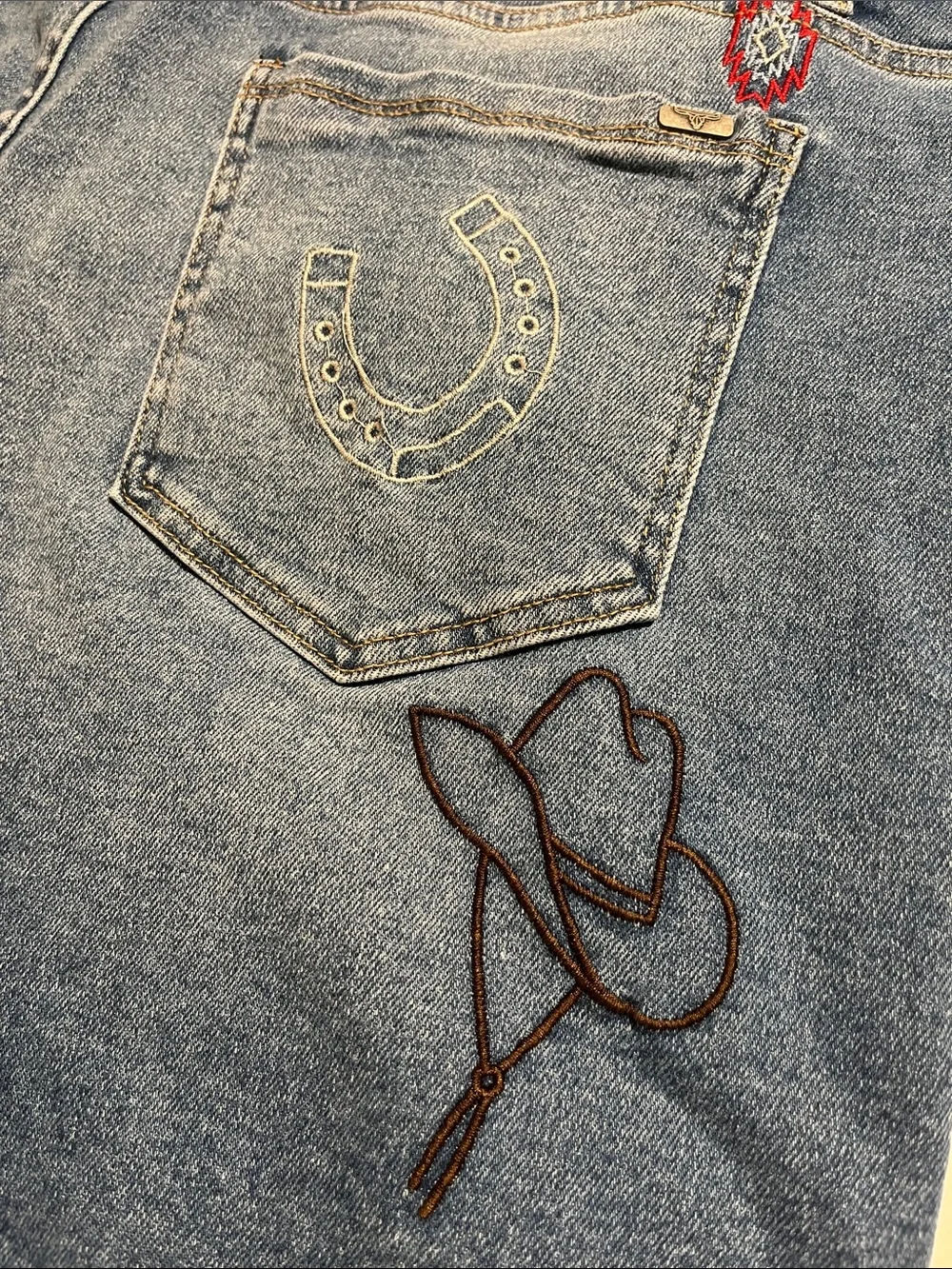 NWOT Lucky & Blessed Western Embroidered Jean Shorts, Size 20